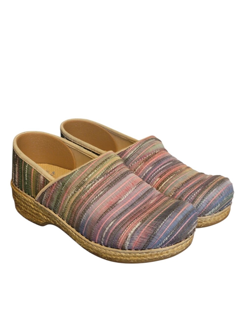 DANSKO Jute Pro Multicolor Weave Artisan Clogs 38 US 7.5-8